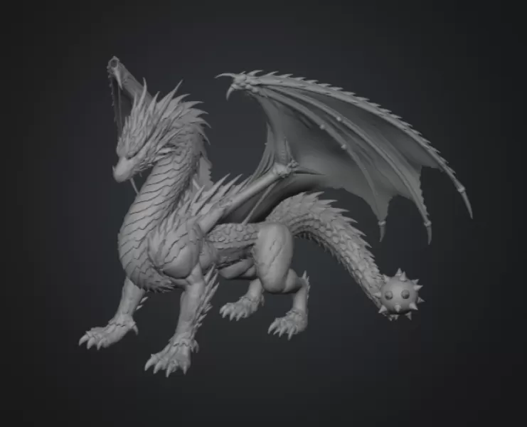 Azure Royal War Dragon STL File for 3D Print - Model preview 11