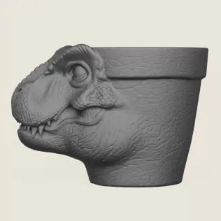 Dinosaur Trex Head Planter Print Ready 3D Model - Model thumbnail 4