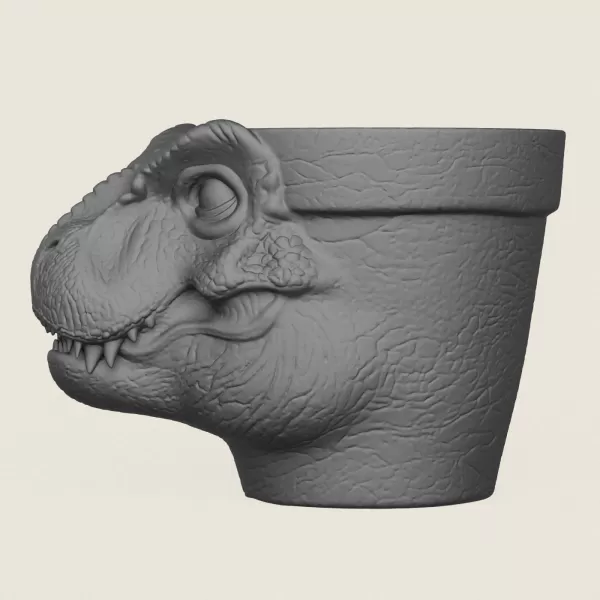 Dinosaur Trex Head Planter Print Ready 3D Model - Model preview 4