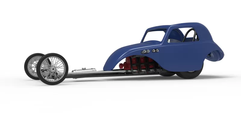Front engine old school dragster with shell V13 Scale 1:25 - Model preview 2