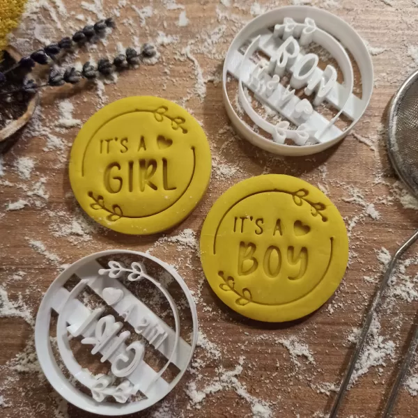 Boy & Girl Cookie / Fondant Cutter, Baby What Will It Be, Baby - Model preview 6