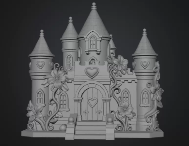 Enchanted Heart Blossom Castle STL File for 3D Print - Model preview 12