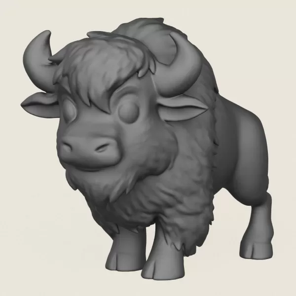 Cartoon Bison Print Ready 3D Model - Model preview 1