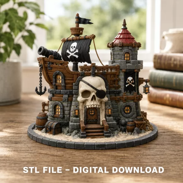 Pirate Skull Fortress STL File for 3D Print - Model preview 1