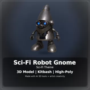 Gnome Collection Bundle – Blue Mystic, Sci-Fi Robot & Lava Eleme - Model thumbnail 4