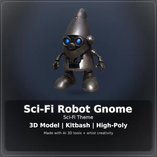 Gnome Collection Bundle – Blue Mystic, Sci-Fi Robot & Lava Eleme - Model preview 4
