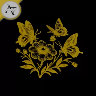 Butterflies and flower - Silhouette - 2D Wall Art Decor