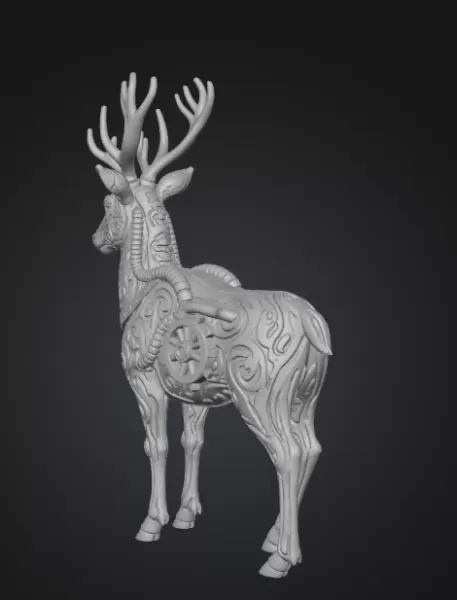 Steampunk Stag — Printable STL ( Collectible) - Model preview 2
