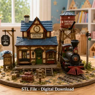 Pinewood Junction Railway Station STL File for 3D Print - Model thumbnail 3