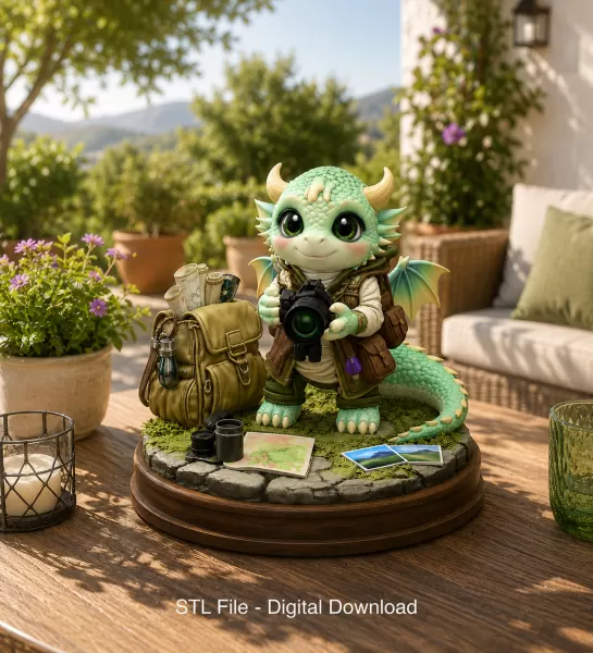 Cute Camera Baby Dragon STL File for 3D Print - Model preview 1