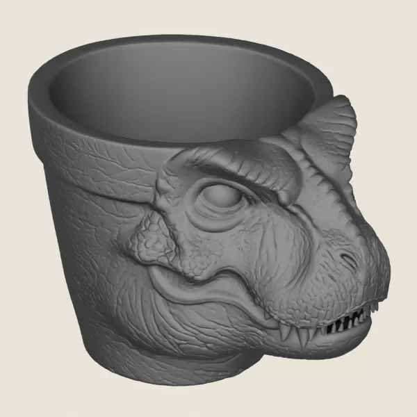 Dinosaur Trex Head Planter Print Ready 3D Model - Model preview 5