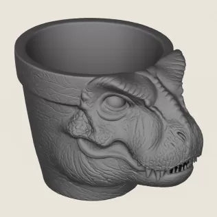 Dinosaur Trex Head Planter Print Ready 3D Model - Model thumbnail 5