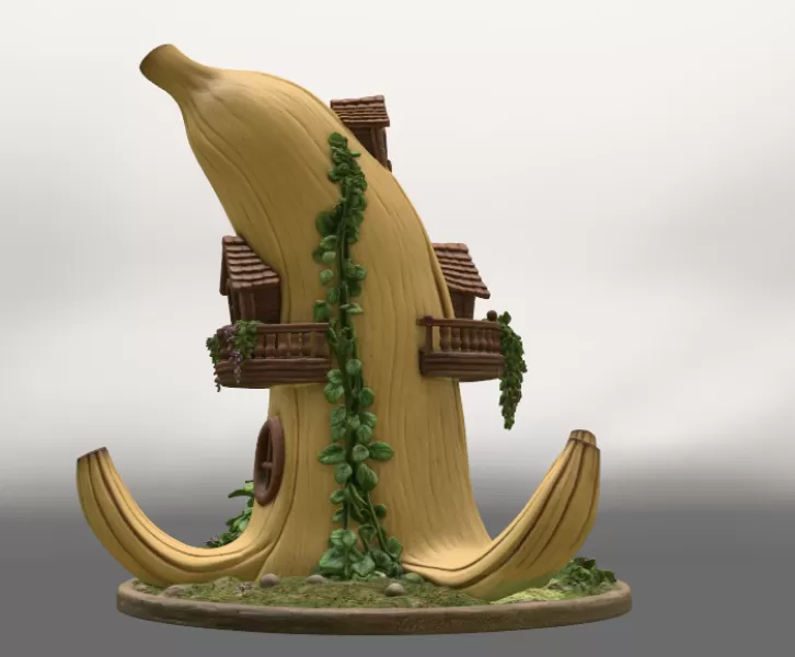 Banana Fantasy House STL File for 3D Printing - Model preview 6