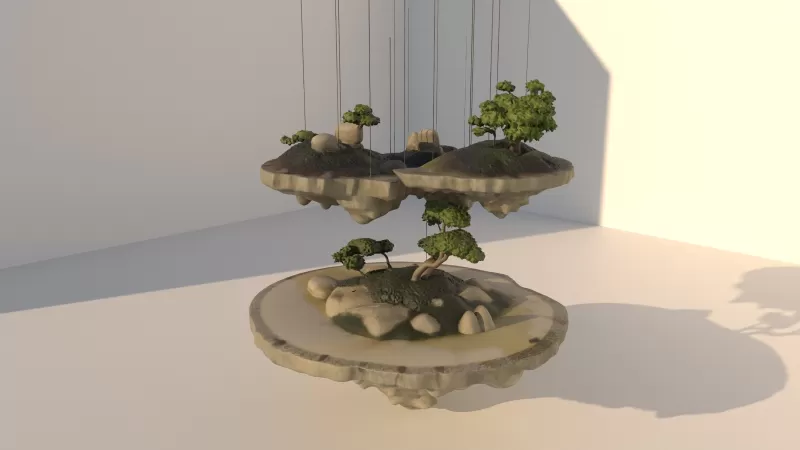 Floating_Bonsai island - Model preview 3