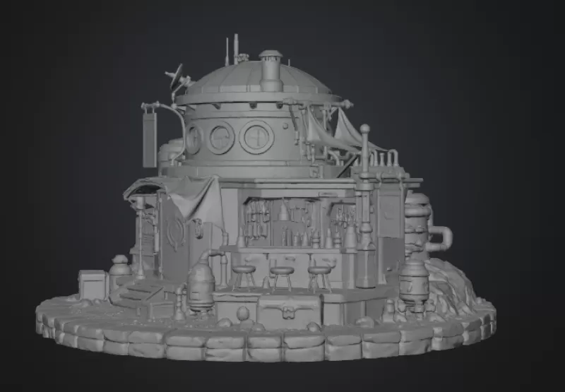🚀 Desert Outpost Cantina STL File for 3D Print - Model preview 14