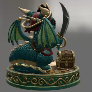 Cute Treasure Hunter Dragon STL File for 3D Printing - Model thumbnail 6