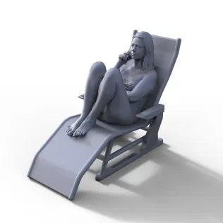 Figure woman in deck chair for ship model