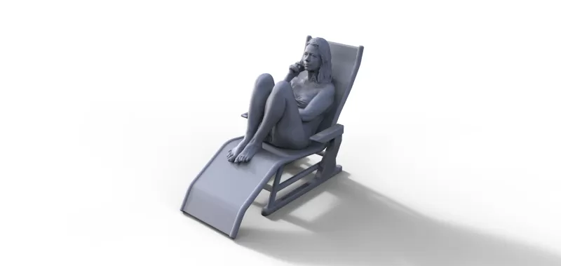 Figure woman in deck chair for ship model - Model preview 1