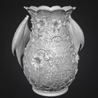 Royal Blue Lily Dragon Vase STL File for 3D Print - Model thumbnail 16