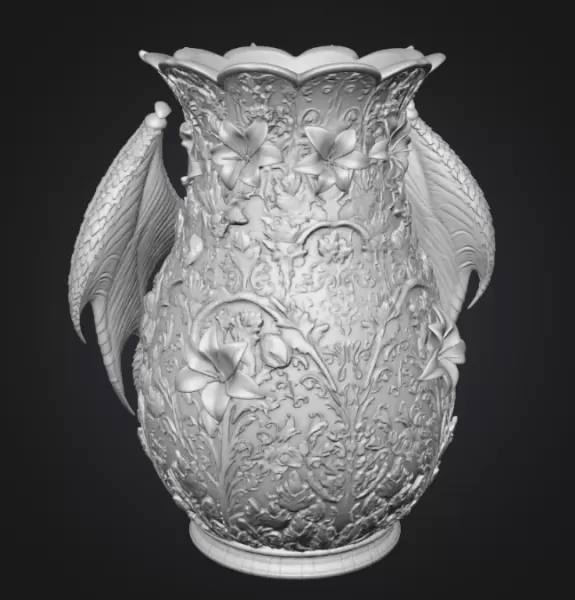 Royal Blue Lily Dragon Vase STL File for 3D Print - Model preview 16