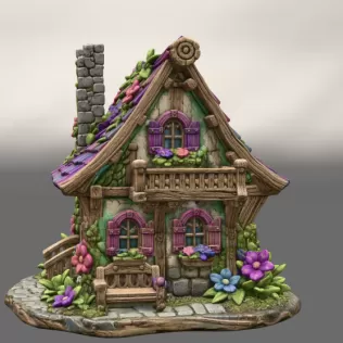 Enchanted Bloom Cottage STL File for 3D Printing - Model thumbnail 6