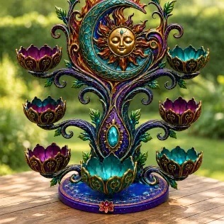 Celestial Sun and Moon Organizer STL File for 3D Print - Model thumbnail 4