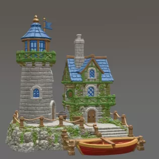Coastal Lighthouse Cottage STL File for 3D Print - Model thumbnail 7