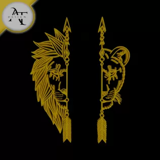 Leo and Lioness - Line Art - 2D Wall Art Decor