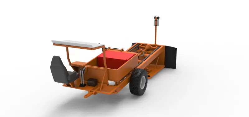 Garden Tractor pulling sled Scale 1:25 - Model preview 18