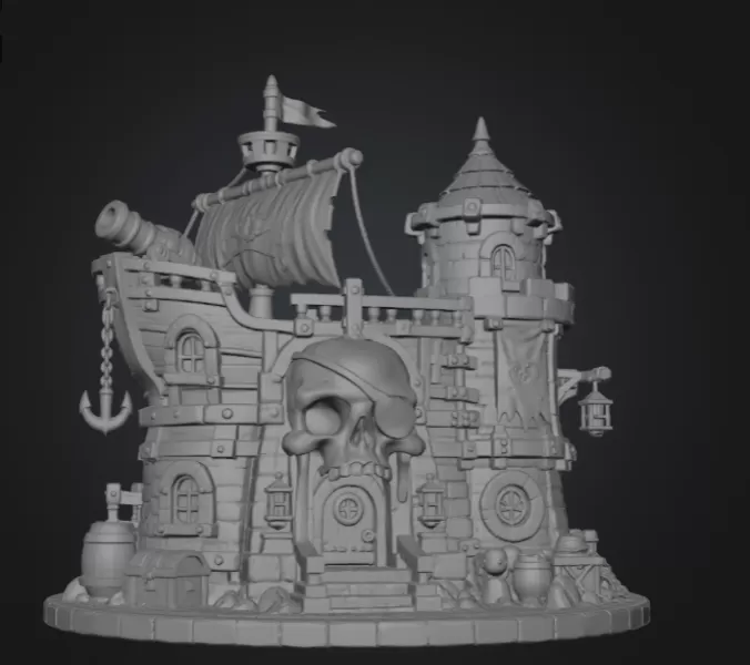 Pirate Skull Fortress STL File for 3D Print - Model preview 8