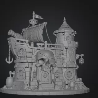 Pirate Skull Fortress STL File for 3D Print - Model thumbnail 8