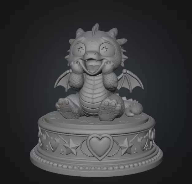 Excited Baby Dragon STL File for 3D Printing - Model preview 7