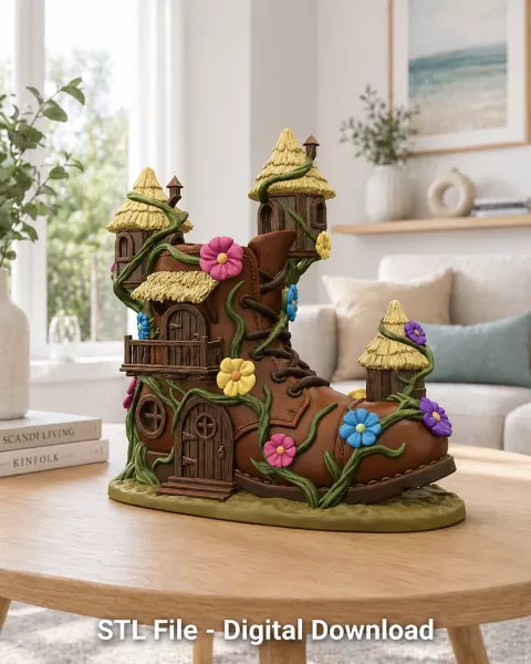 Enchanted Boot House STL File for 3D Printing - Model preview 1