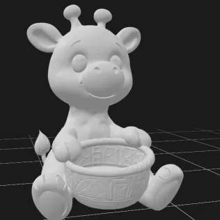 Giraffe Holding a Gift Basket - Model thumbnail 2