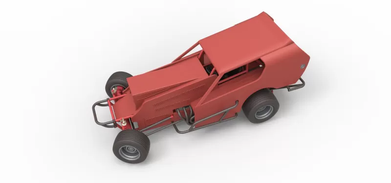 Vintage Dirt Modified stock car Version 4 while turning 1:25 - Model preview 4