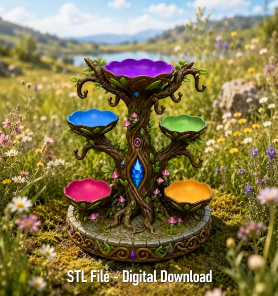 Enchanted Jewelry Tree Display STL File for 3D Print - Model preview 3