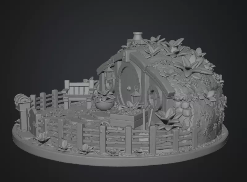 Cozy Hobbit Garden Cottage STL File for 3D Print - Model preview 13