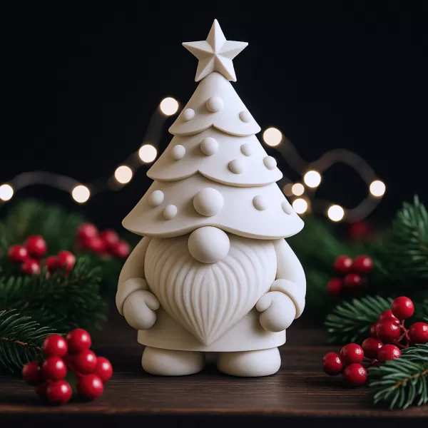 Christmas Tree Hat Gnome Figure | Festive Holiday Decor - Model preview 3