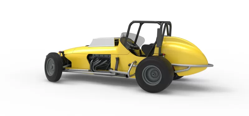 Dirt Silver Crown Champ car while turning Version 2 Scale 1:25 - Model preview 12