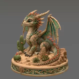 Fantasy Desert Dragon STL File for 3D Printing - Model thumbnail 4