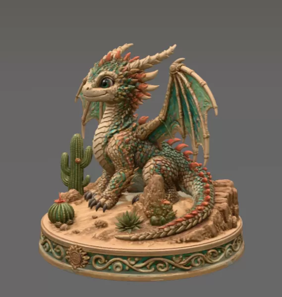 Fantasy Desert Dragon STL File for 3D Printing - Model preview 4