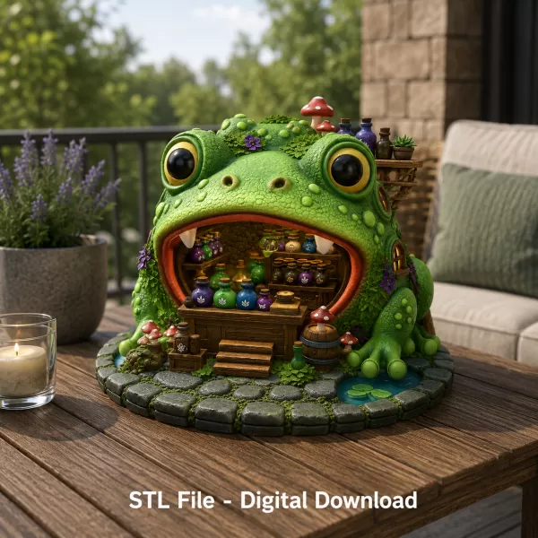 Frog Alchemist Apothecary STL File for 3D Print - Model preview 2