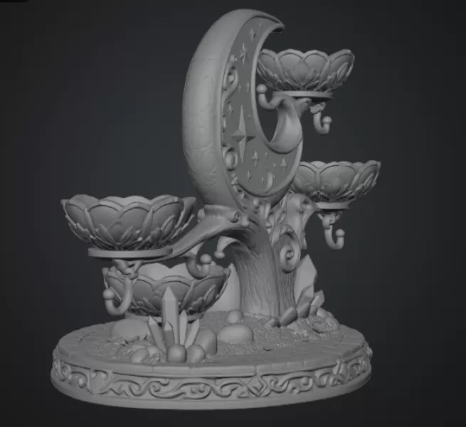 Celestial Moon Jewelry & Key Organizer STL File for 3D Print - Model preview 13