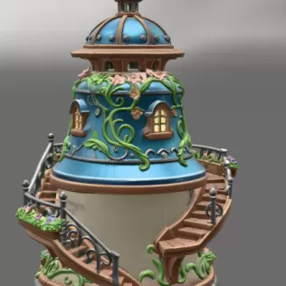 Fantasy Bell Tower House STL File for 3D Print - Model thumbnail 5