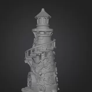 Fantasy Spiral Tower House STL File 3D Printable Fairy Tower - Model thumbnail 8