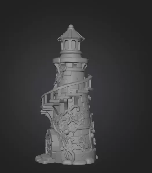 Fantasy Spiral Tower House STL File 3D Printable Fairy Tower - Model preview 8