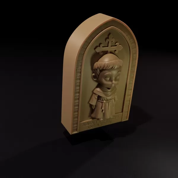 Chibi Style Saint Francis of Assisi - 3D Printable Model - Model preview 3
