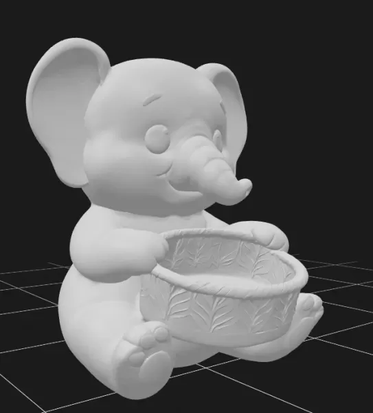 Cute Elephant with Gift Basket - Model preview 5