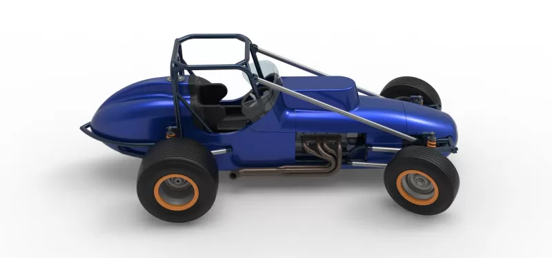 Dirt Silver Crown Champ car while turning Scale 1:25 - Model preview 23