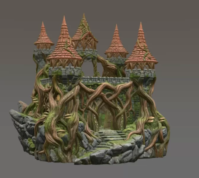 Enchanted Thornwood Fortress STL File for 3D Print - Model preview 3